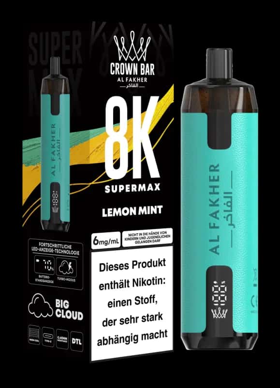 Alfakher 8k Crown Bar Supermax Lemon Mint