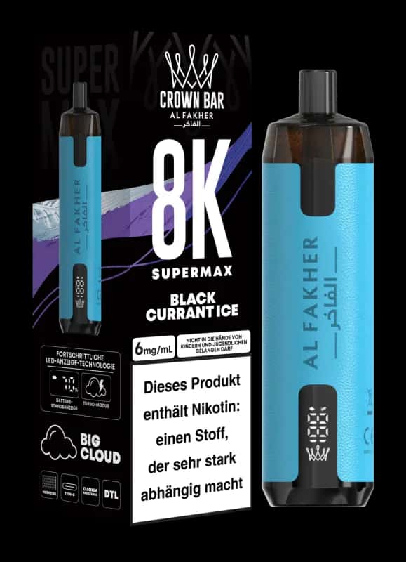 Alfakher 8k Crownbar Supermax Blackcurrant Ice