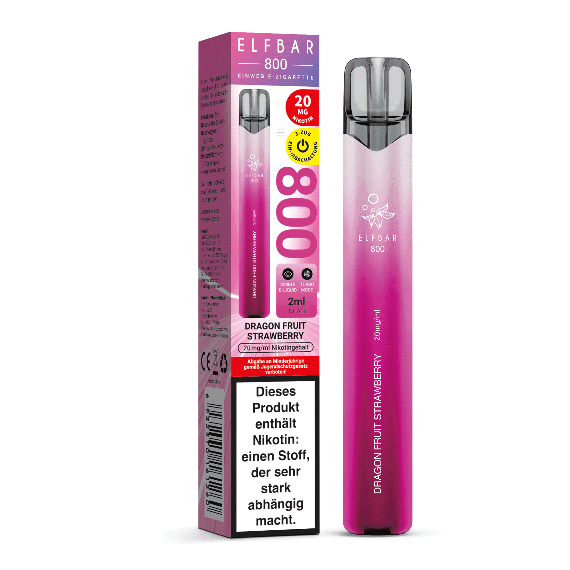 Elfbar 800 - Dragonfruit Strawberry - 20 mg/ml — Bild 2