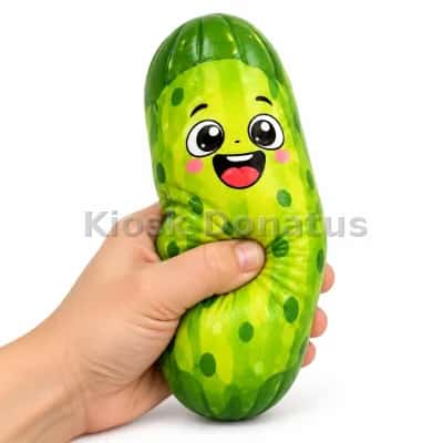 Gurken-Squishy Grün mit lächelndem Gesicht, 1 Stück — Bild 4