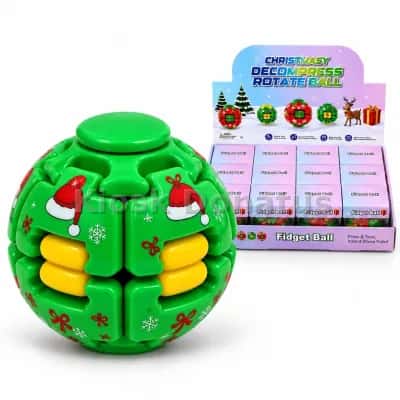 Fidget-Spinner-Ball Weihnachtsmütze Grün/Gelb, 1 Stück — Bild 3