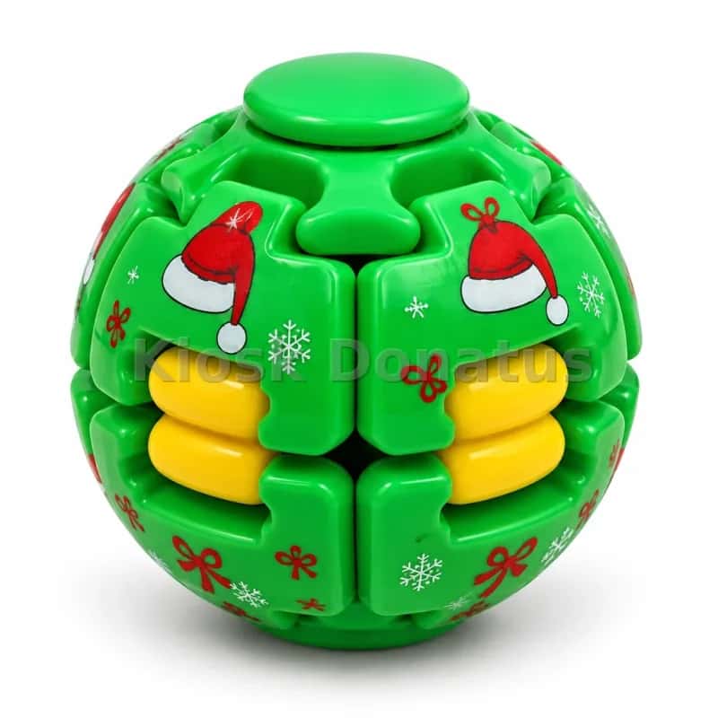 Fidget-Spinner-Ball Weihnachtsmütze Grün/Gelb, 1 Stück