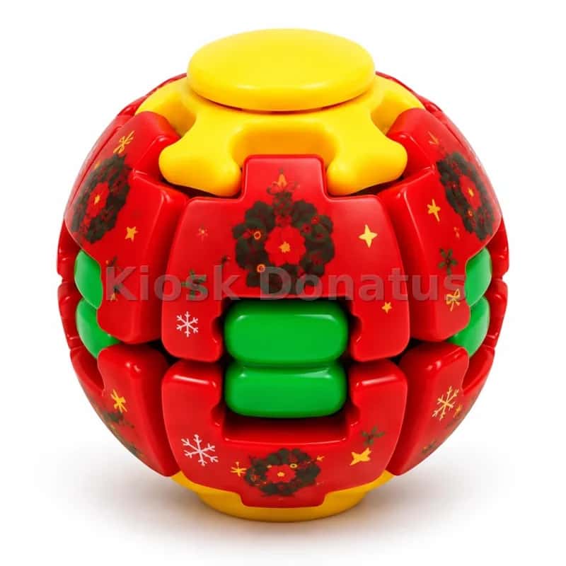 Fidget-Spinner-Ball Weihnachtskranz Rot/Gelb, 1 Stück