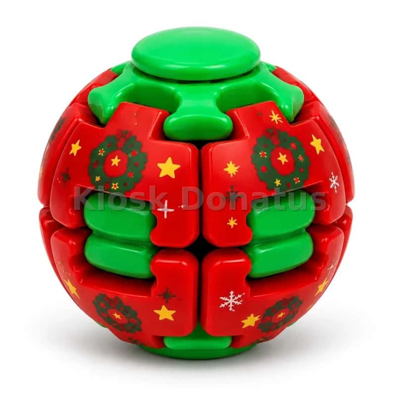 Fidget-Spinner-Ball Weihnachtskranz Rot/Grün, 1 Stück