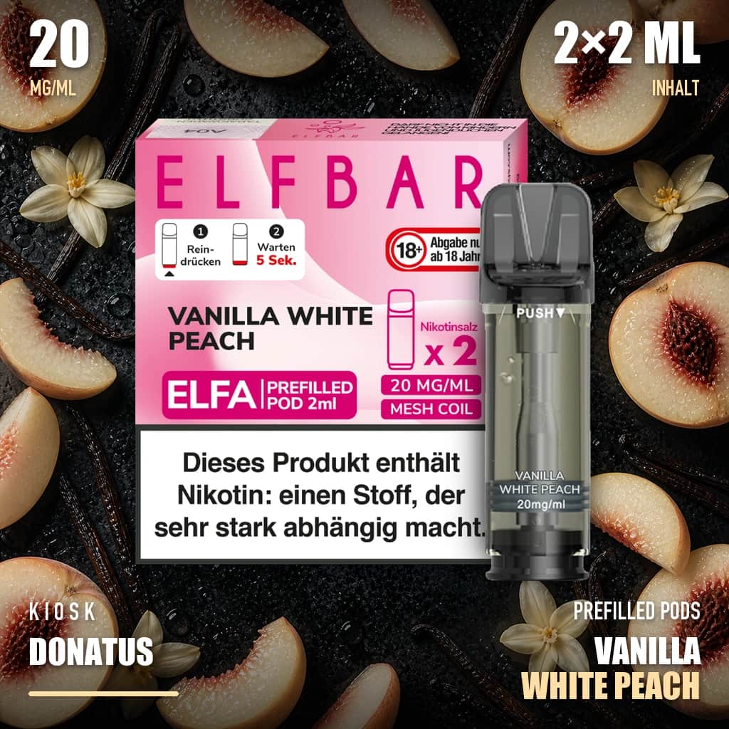 Produktfoto von Elfbar Elfa 2x 600 Züge Vanilla White Peach