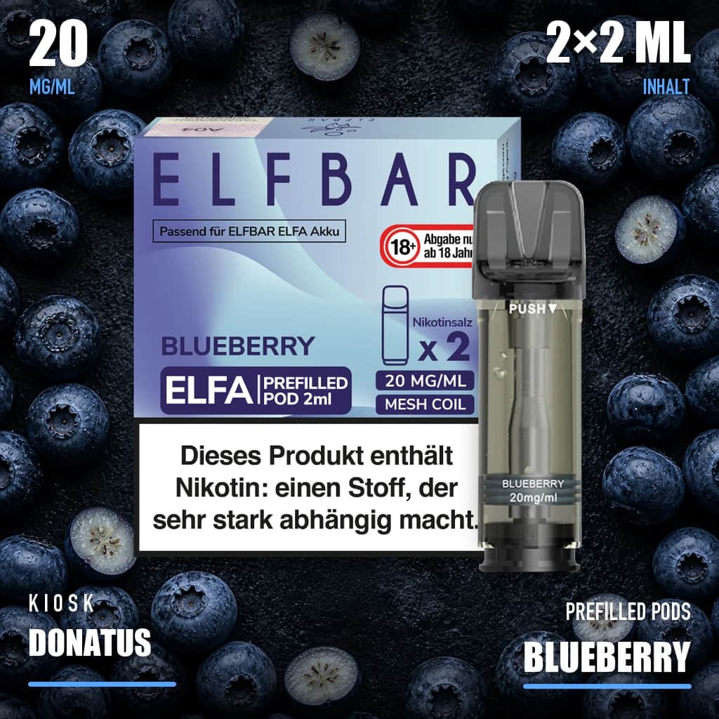Produktfoto von Elfbar Elfa Blueberry 2x Pod 600 Züge