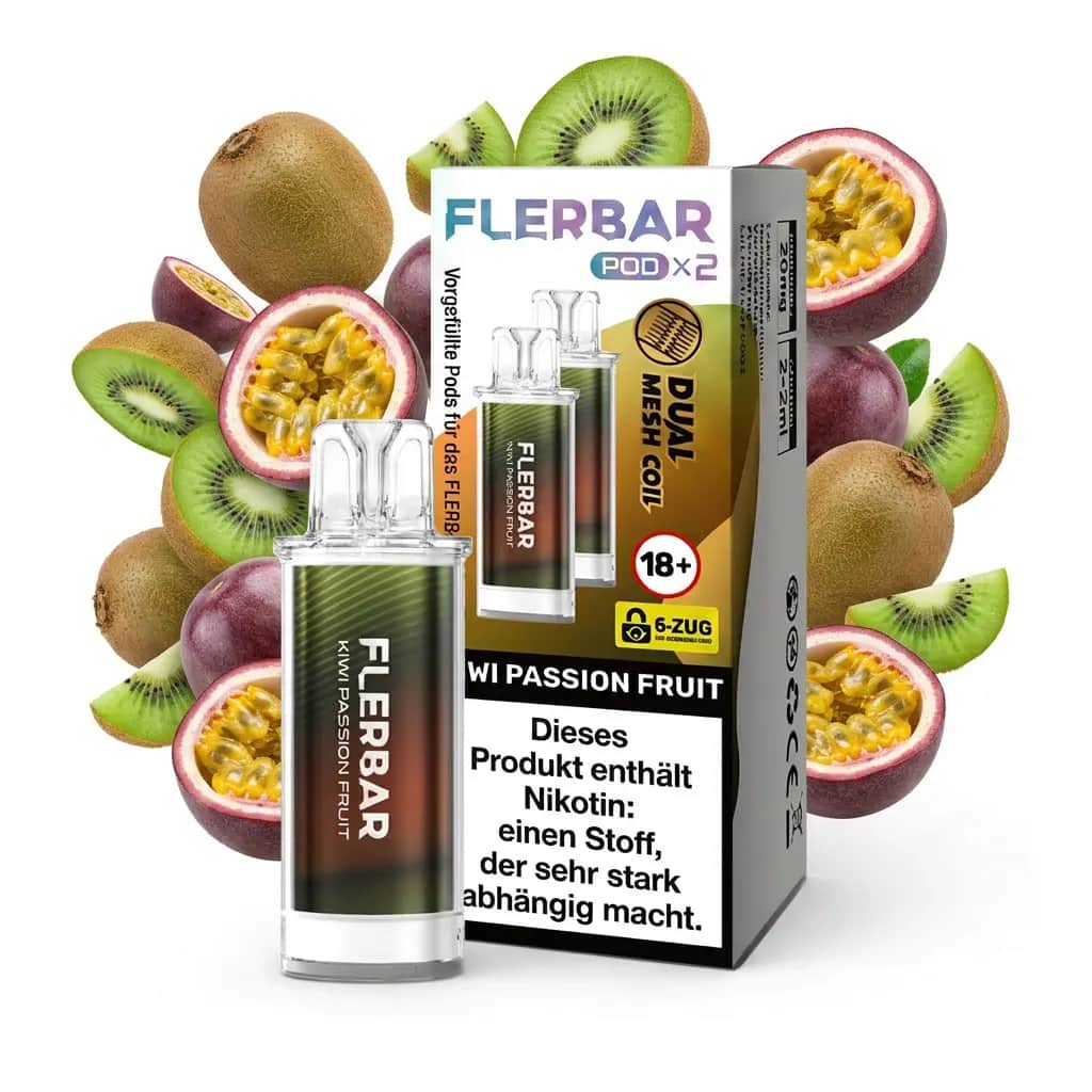 Produktfoto von Flerbar Pod 2x 600 Züge Kiwi Passion Fruit