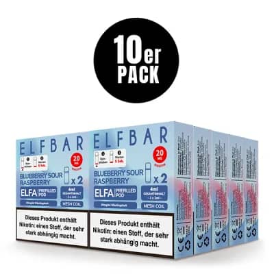 10er Pack - ELFA – Blueberry Sour Raspberry 20mg