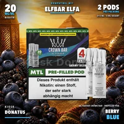 Al Fakher Crown Bar 600 Berry Blue 20mg Pods
