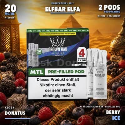 Al Fakher Crown Bar 600 Berry Ice 20mg Pods