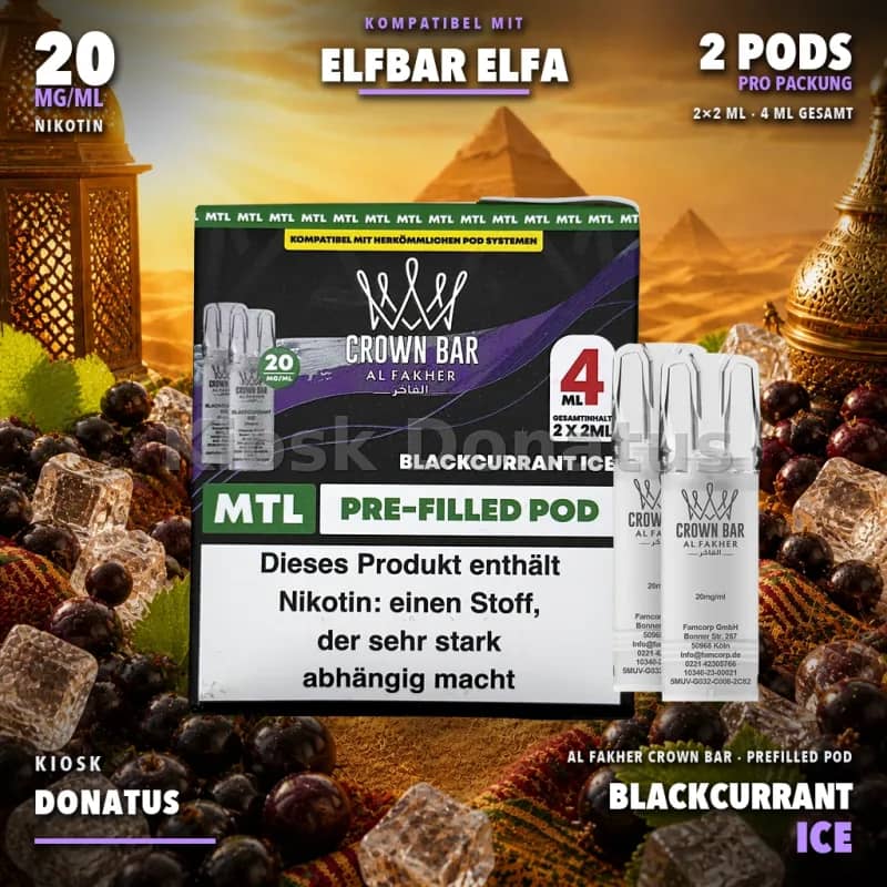 Al Fakher Crown Bar 600 Blackcurrant Ice 20mg Pods