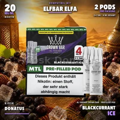 Al Fakher Crown Bar 600 Blackcurrant Ice 20mg Pods