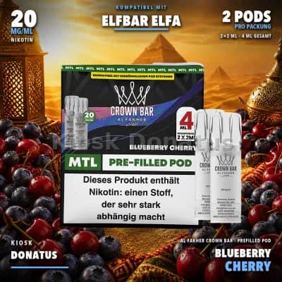 Al Fakher Crown Bar 600 Blueberry Cherry 20mg Pods