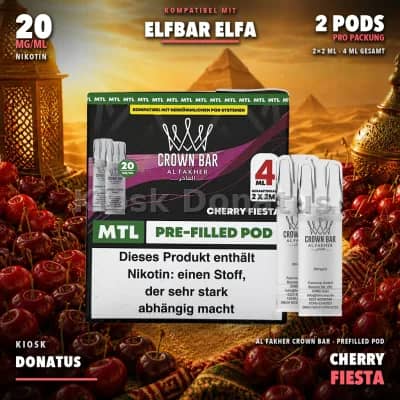Al Fakher Crown Bar 600 Cherry Fiesta 20mg Pods