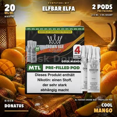 Al Fakher Crown Bar 600 Cool Mango 20mg Pods