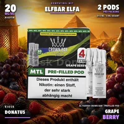 Al Fakher Crown Bar 600 Grape Berry 20mg Pods