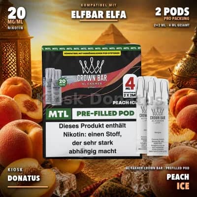 Al Fakher Crown Bar 600 Peach Ice 20mg Pods