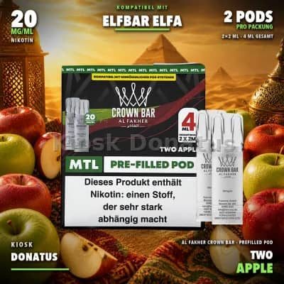 Al Fakher Crown Bar 600 Two Apple 20mg Pods