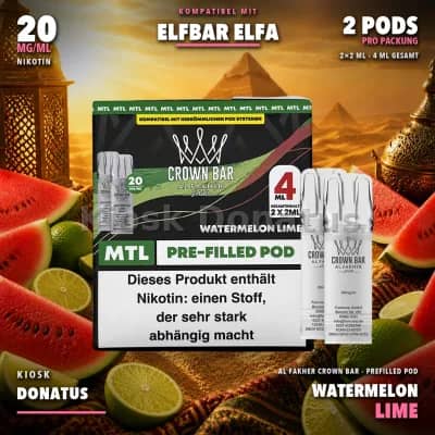 Al Fakher Crown Bar 600 Watermelon Lime 20mg Pods