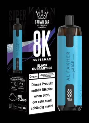 Alfakher 8k Crownbar Supermax Blackcurrant Ice