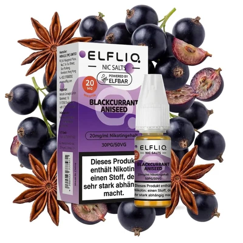 Elfbar ElfLiq Blackcurrant Aniseed 20mg Liquid – 10 ml