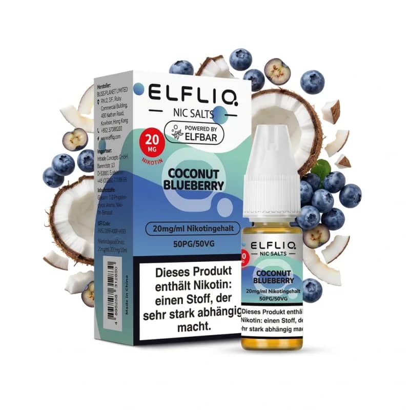 Elfbar ElfLiq Coconut Blueberry 20mg Liquid – 10 ml