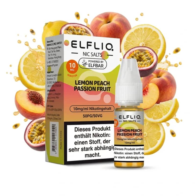 Elfbar ElfLiq Lemon Peach Passion Fruit 10mg Liquid – 10 ml