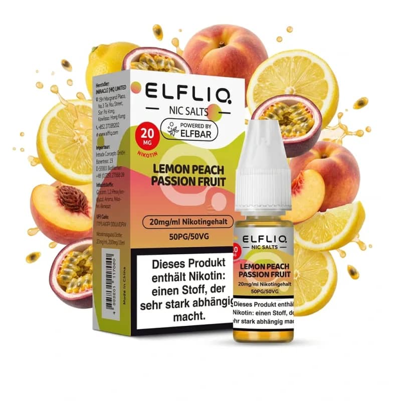 Elfbar ElfLiq Lemon Peach Passion Fruit 20mg Liquid – 10 ml
