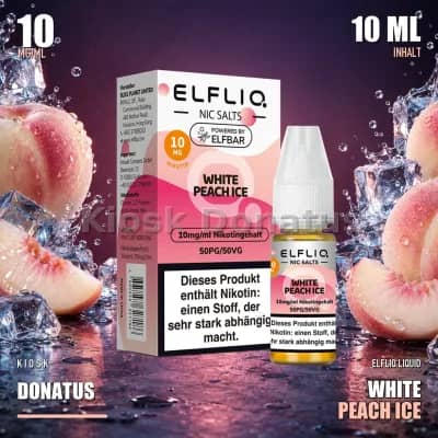 Elfbar ElfLiq White Peach Ice 10mg Liquid - 10 ml