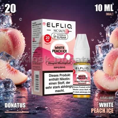 Elfbar ElfLiq White Peach Ice 20mg Liquid - 10 ml