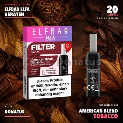 ELFBAR ELFA Filter Series Pods – American Blend Tobacco – 20 mg/ml