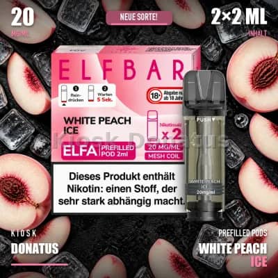 Elfbar Elfa White Peach Ice Pods 20mg, 2er Pack