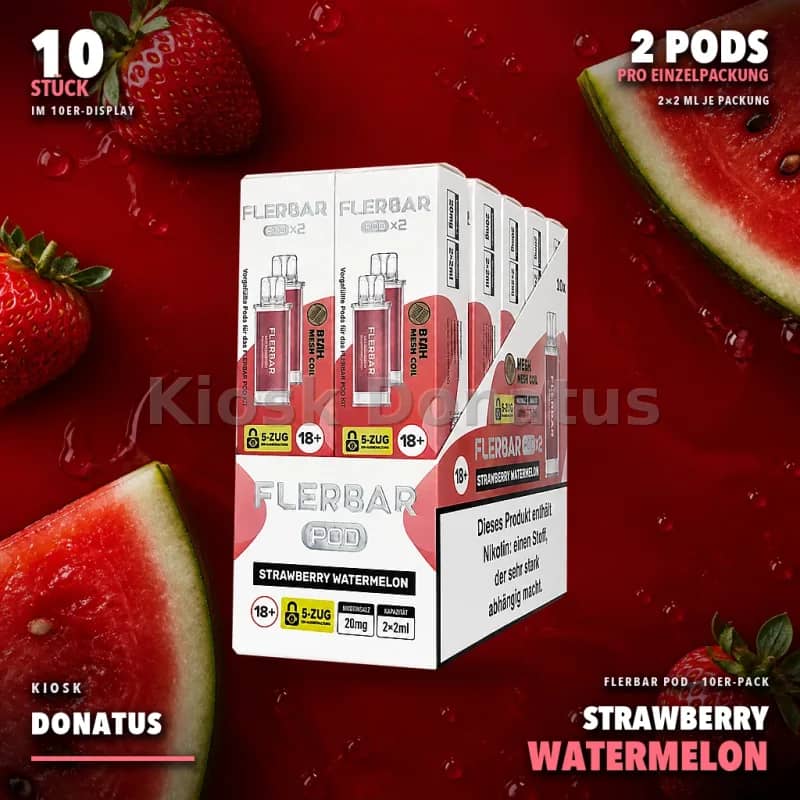 10er Pack - Flerbar Pods – Strawberry Watermelon