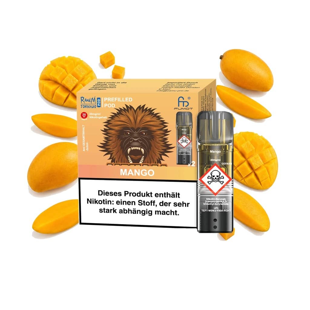 Fumot RandM Tornado Prefilled Pods 2x2 ml - Mango - 20 mg/ml