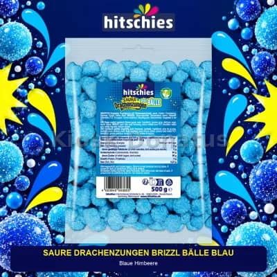 Hitschies Saure Drachenzungen brizzl Bälle blau 500 g
