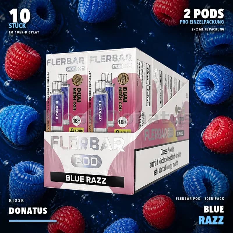10er Pack - Flerbar Pods – Blue Razz