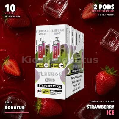 10er Pack - Flerbar Pods – Strawberry Ice