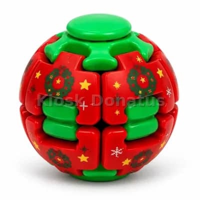 Fidget-Spinner-Ball Weihnachtskranz Rot/Grün, 1 Stück