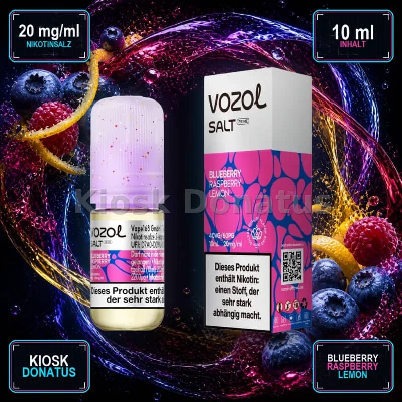 VOZOL Salt Prime Blueberry Raspberry Lemon 20mg Liquid – 10 ml