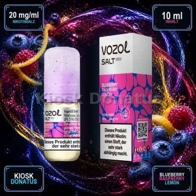 VOZOL Salt Prime Blueberry Raspberry Lemon 20mg Liquid – 10 ml