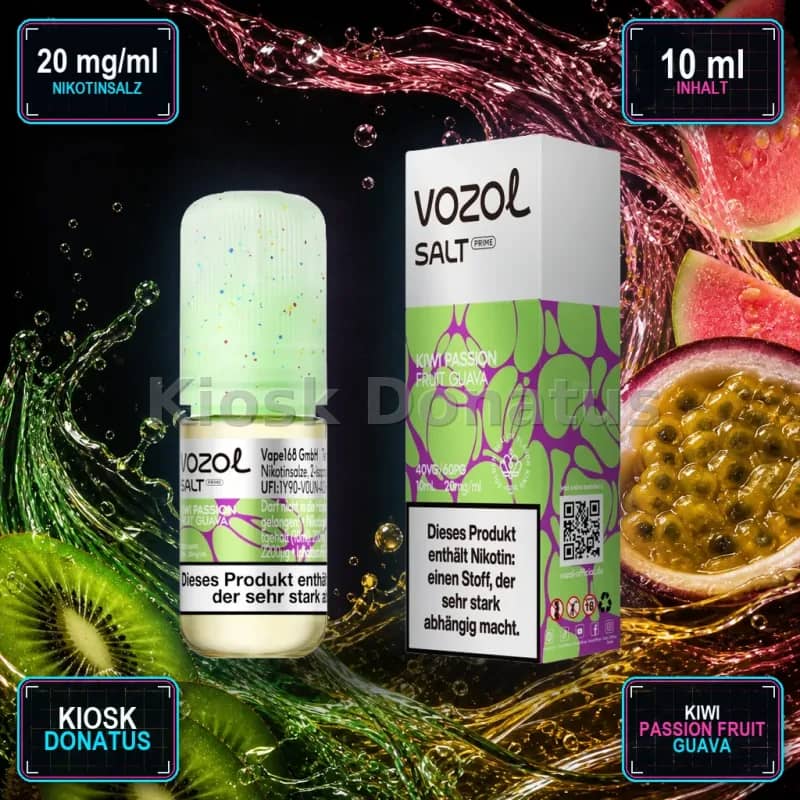 VOZOL Salt Prime Kiwi Passion Fruit Guava 20mg Liquid – 10 ml