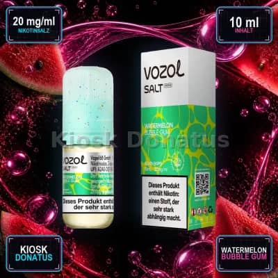 VOZOL Salt Prime Watermelon Bubble Gum 20mg Liquid – 10 ml