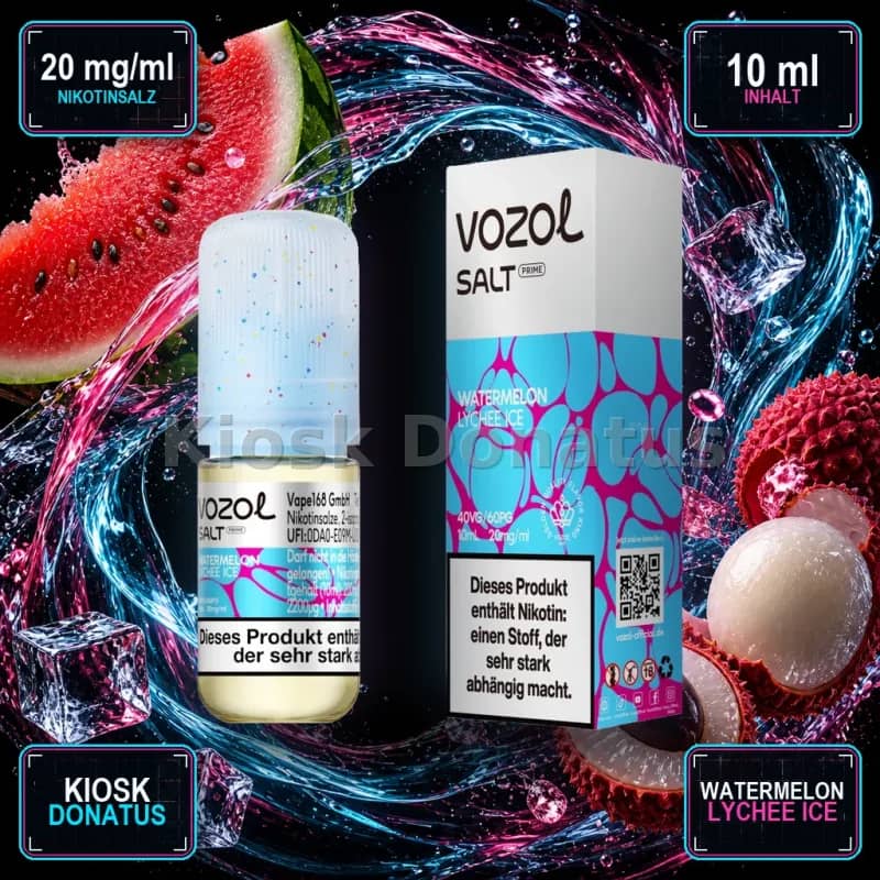 VOZOL Salt Prime Watermelon Lychee Ice 20mg Liquid – 10 ml
