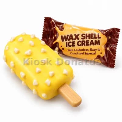 Wax Shell Squishy Eis am Stiel Gelb, 1 Stück