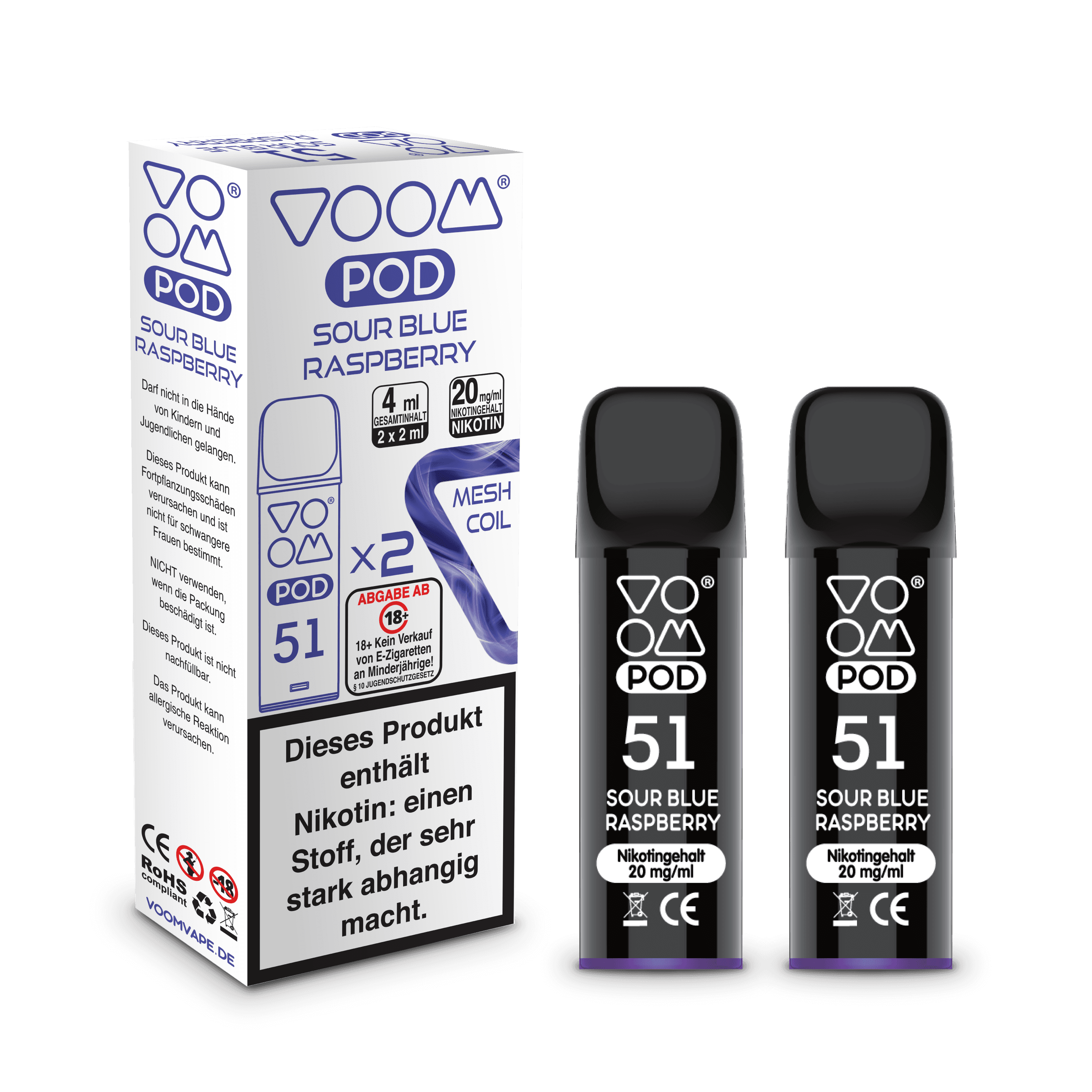 Voom Pod Sour Blue Raspberry 2x 600