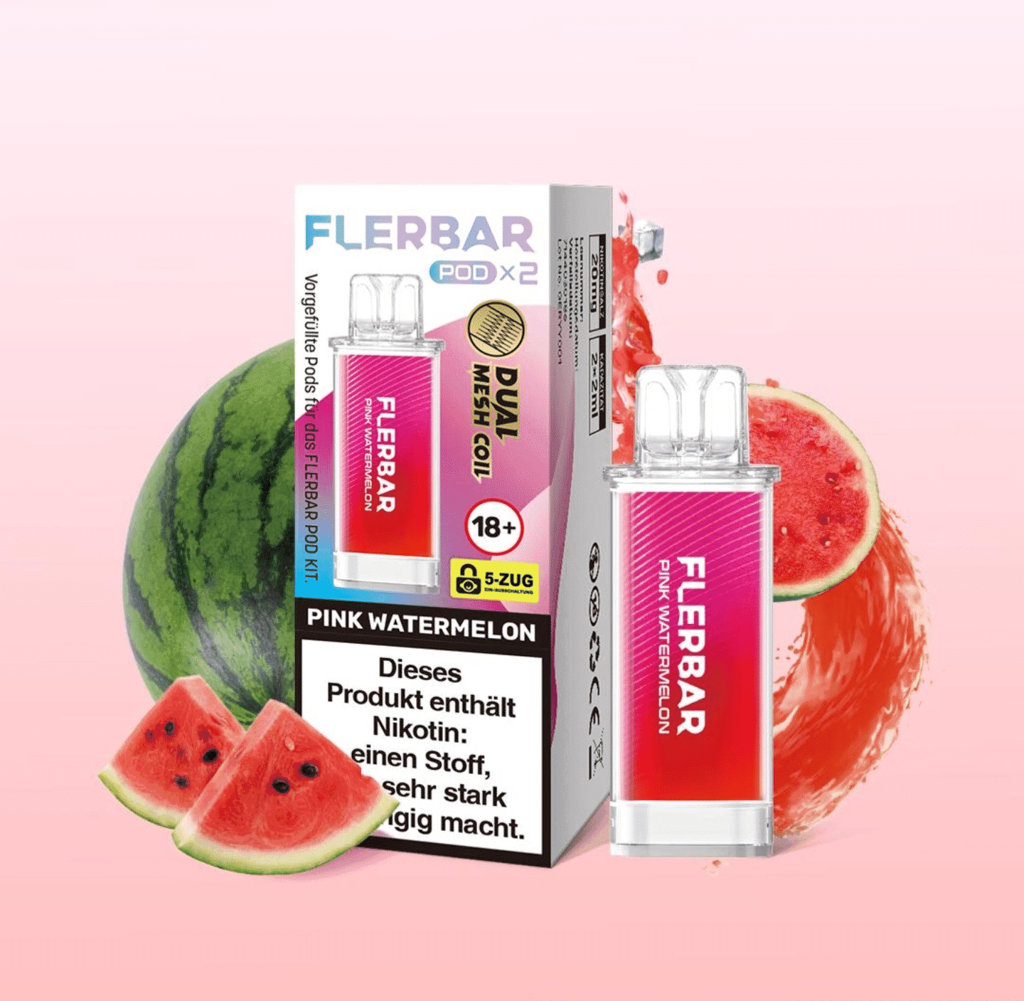 Flerbar Pod 2x 600 Züge Pink Watermelon