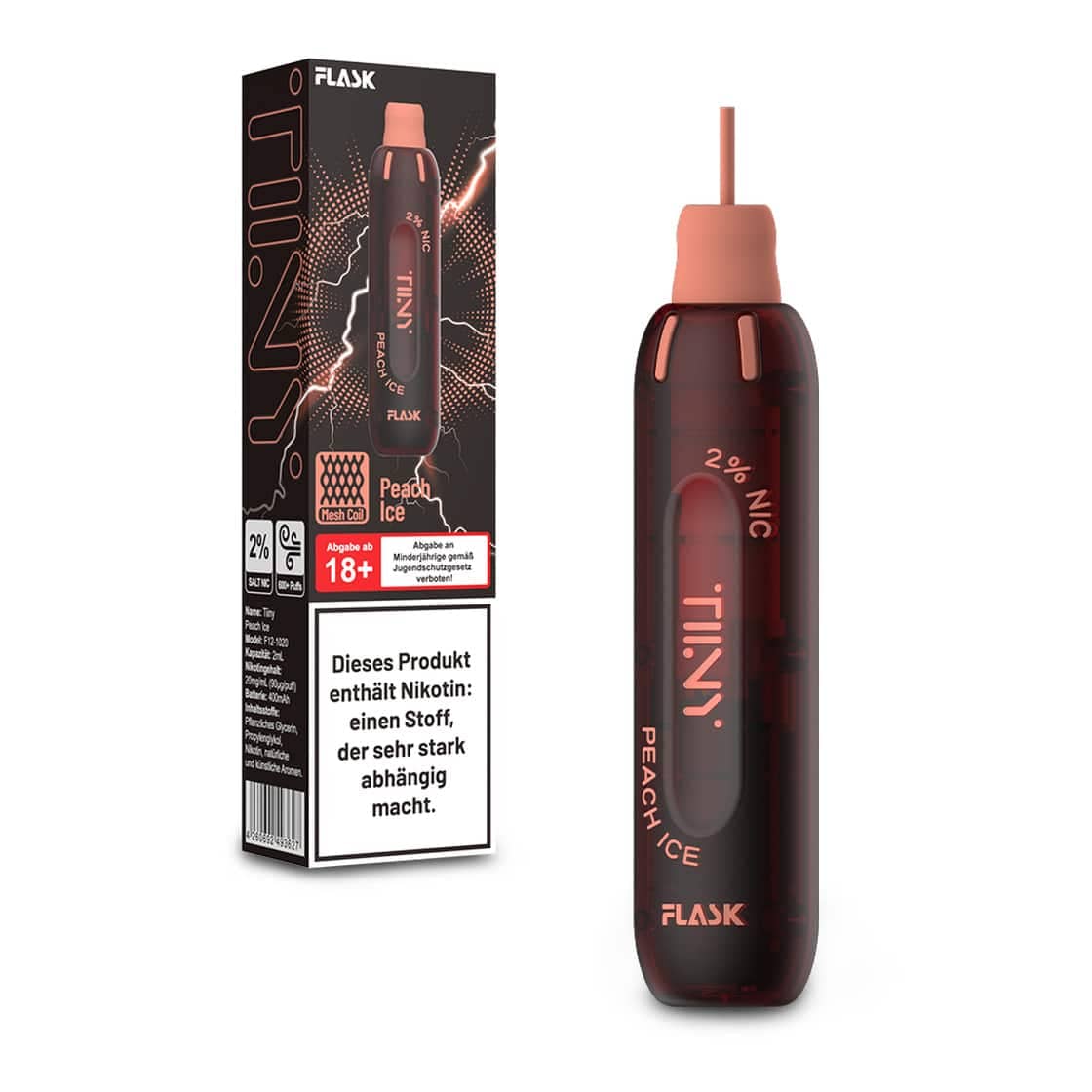 Tiny Flask – Einweg E-Shisha 600 Züge - Peach Ice
