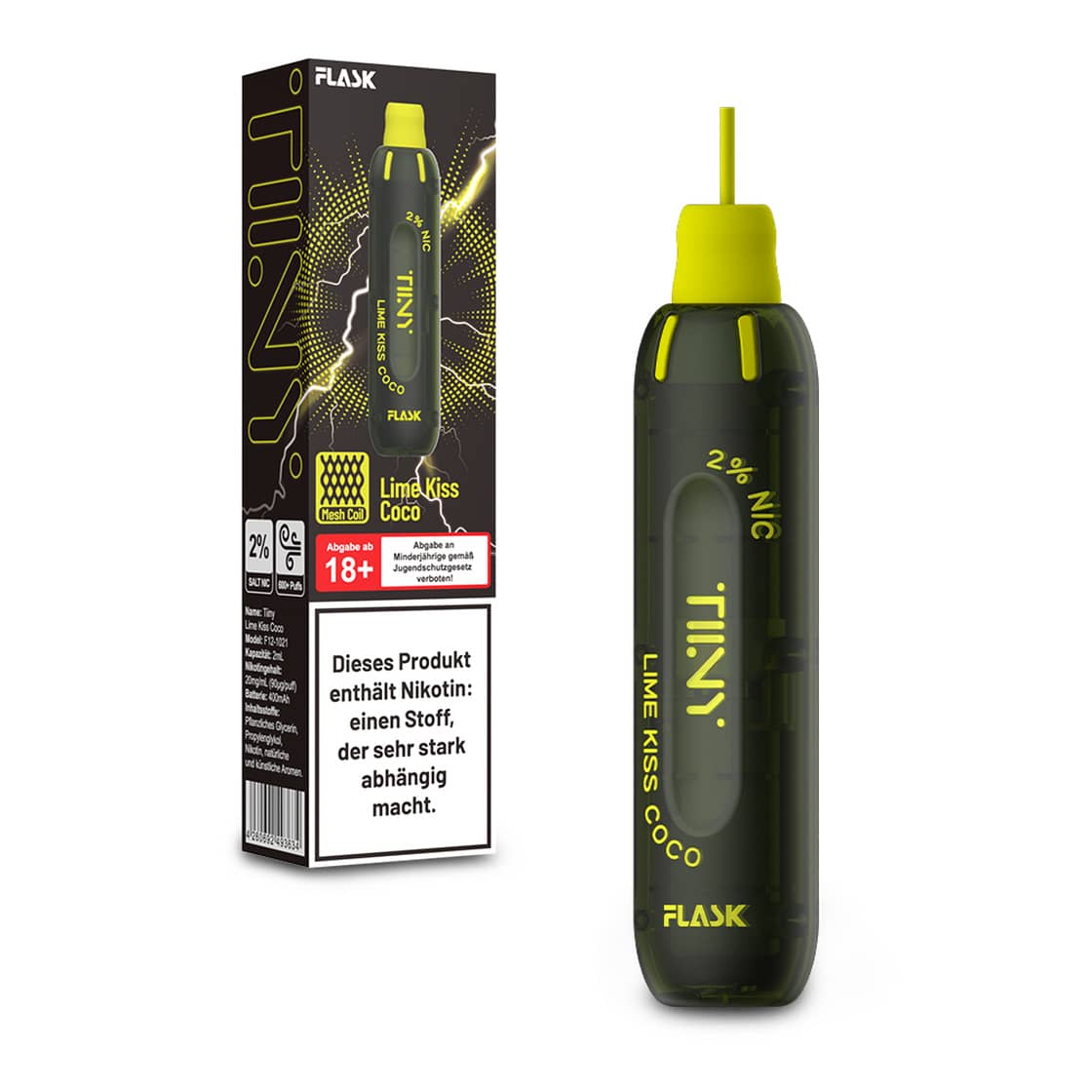 Tiny Flask – Einweg E-Shisha 600 Züge - Lime Kiss Coco