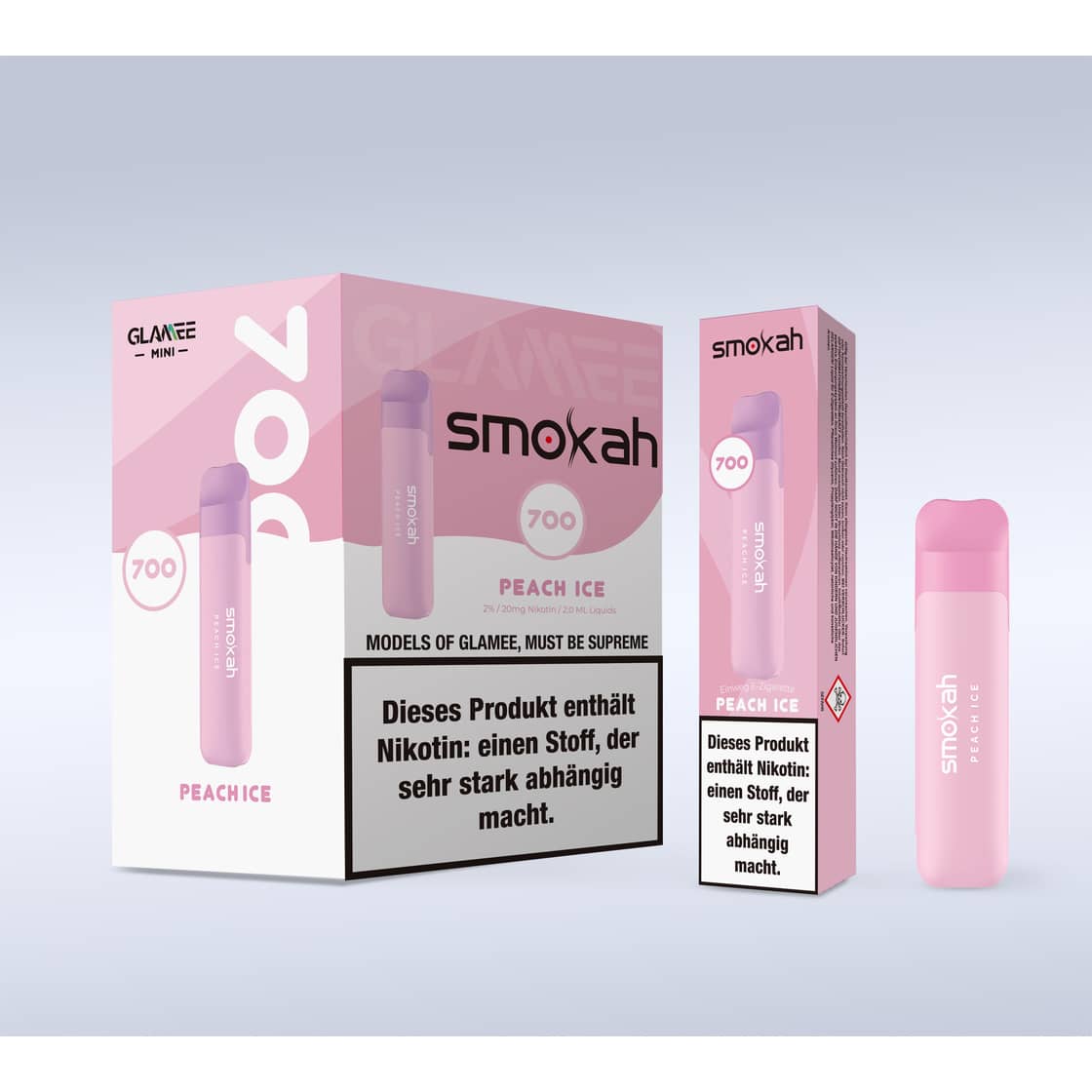 Smokah Glamee – Einweg E-Shisha 600 Züge - Peach Ice