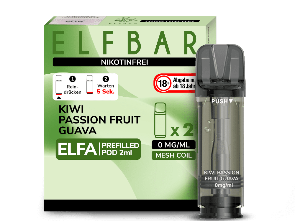 Elf Bar Elfa 2x 600 Züge Kiwi Passion Fruit Guave 0mg